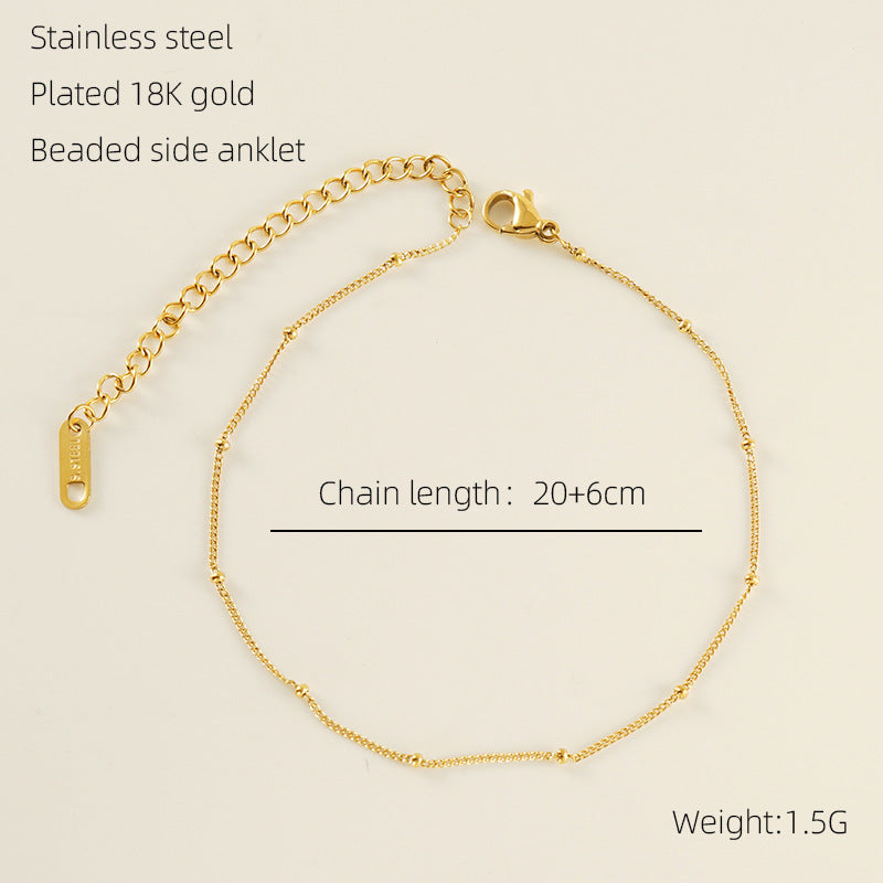 European, American And French Style Stainless Steel Fashion Side Clip Bead Necklace Anklet