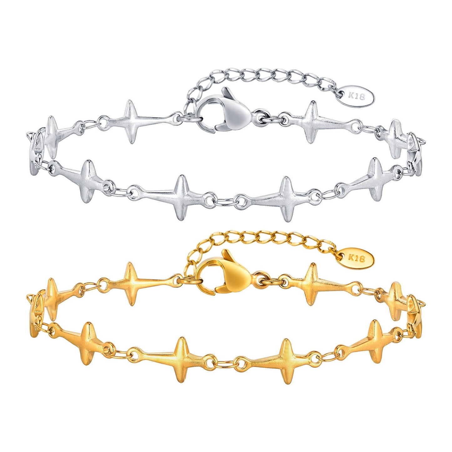 Stainless Steel Four Eight-pointed Stars Bracelet Personal Accessories