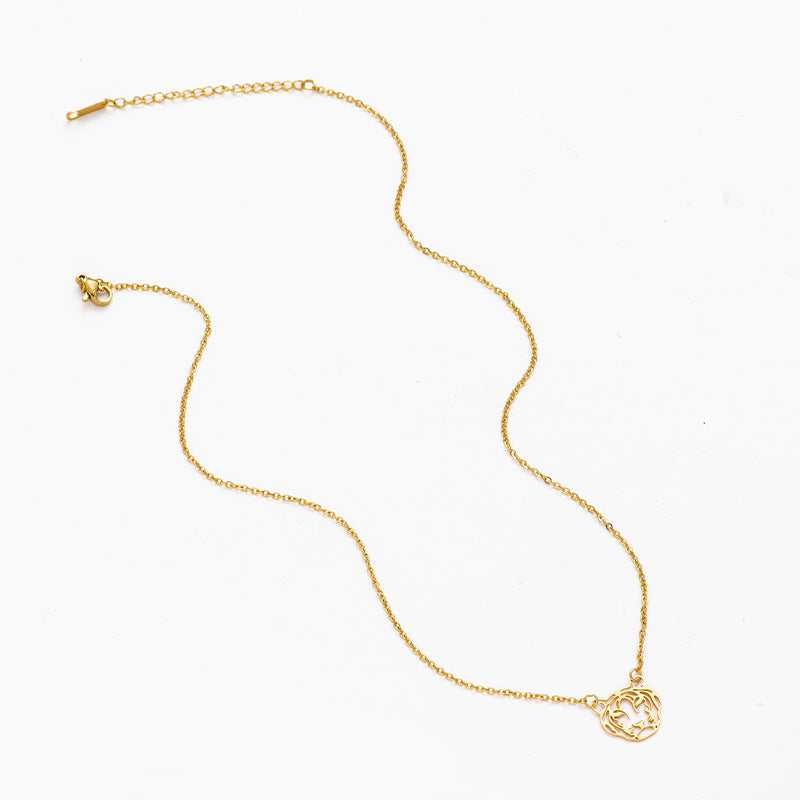 Six-pointed Star Compass Titanium Steel 18K Gold-plated Pendant Eye Stainless Steel Necklace