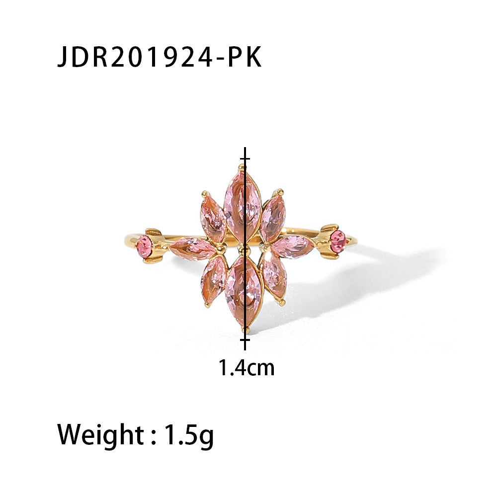Titanium Steel Ring 18K Gold Stainless Steel Inlaid