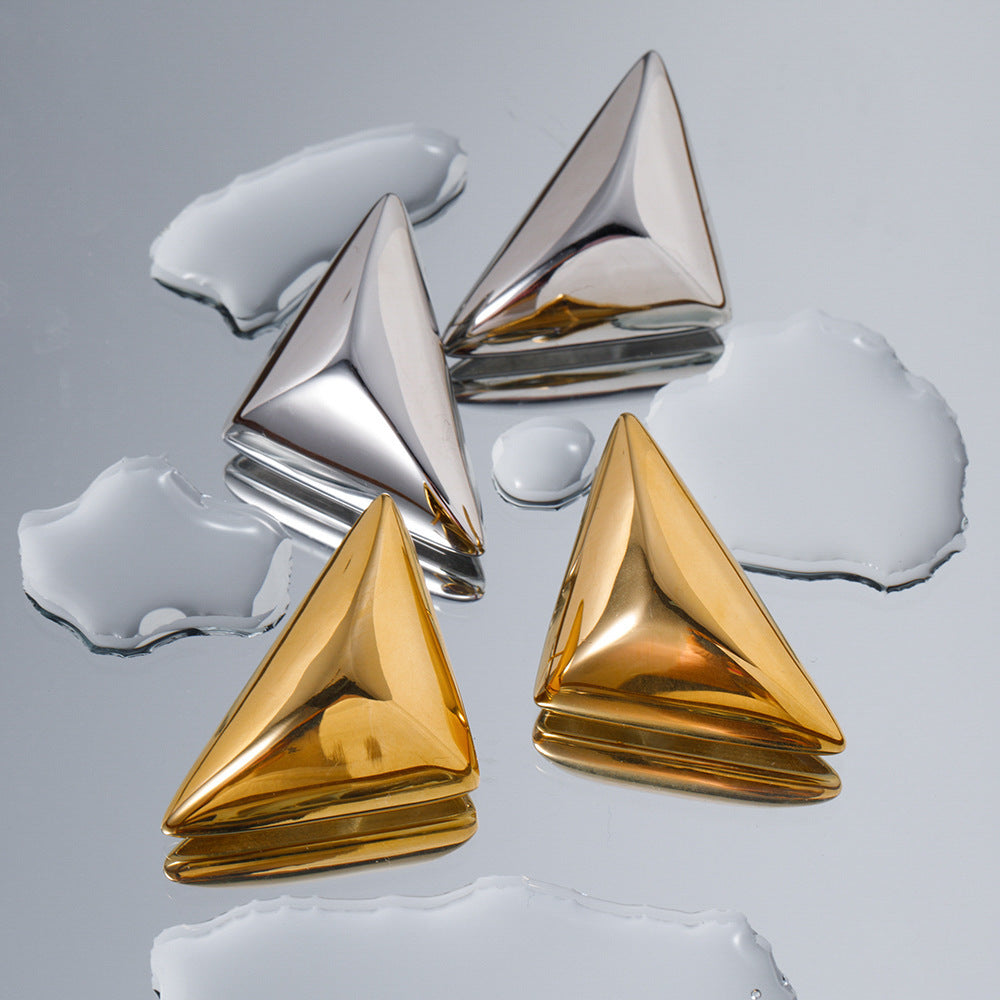 18K Gold Stainless Steel Rhombic Ear Studs Long