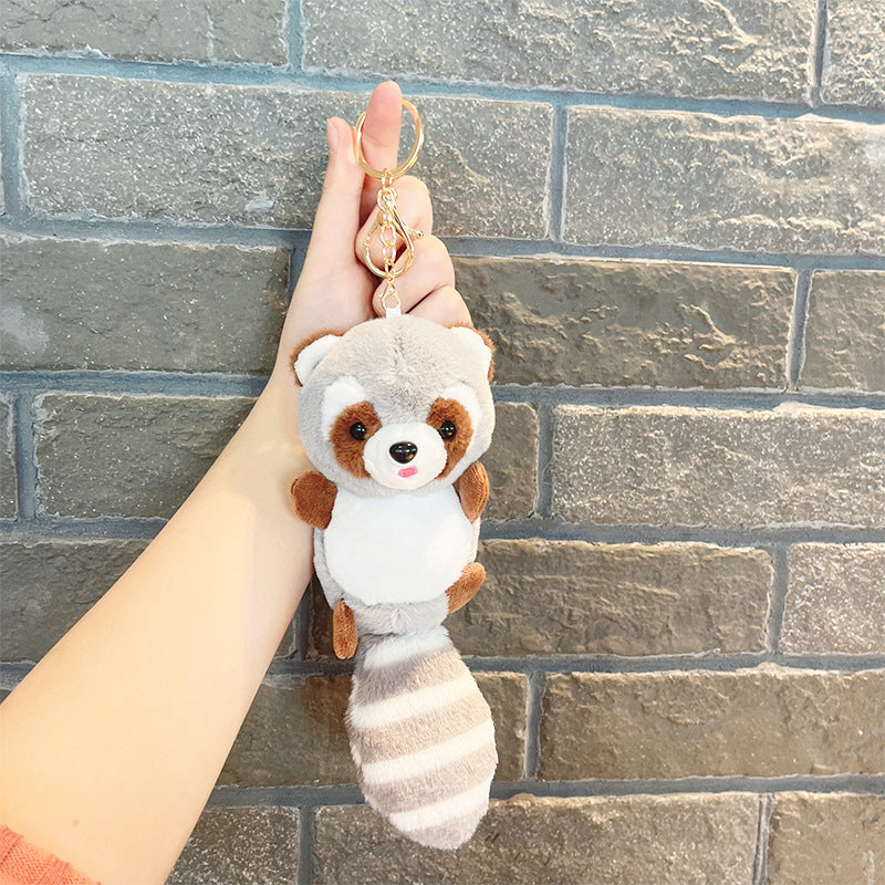 Plush Long Tail Raccoon Doll Small Pendant Keychain