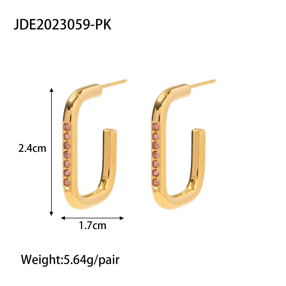 INS Style 18K Gold Plated Stainless Steel Ring-shaped Earrings