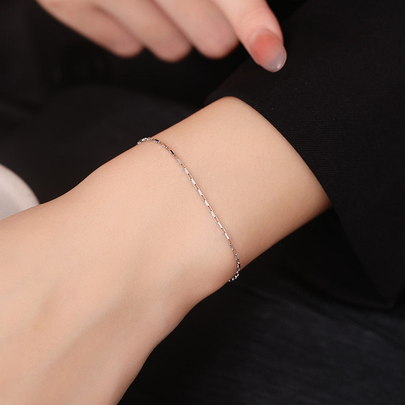 925 Sterling Silver Square Buckle Bracelet For Women Summer