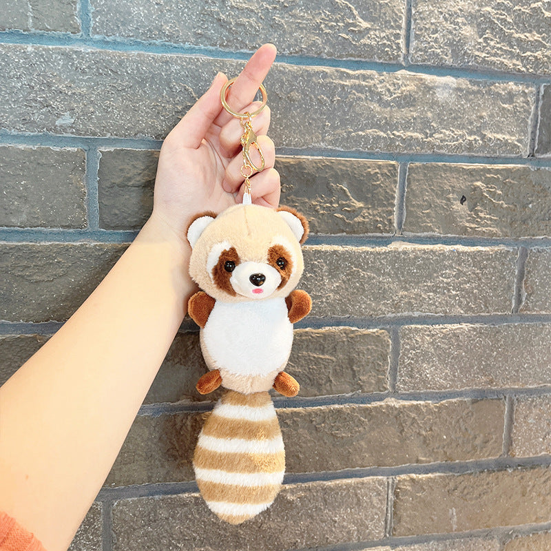 Plush Long Tail Raccoon Doll Small Pendant Keychain