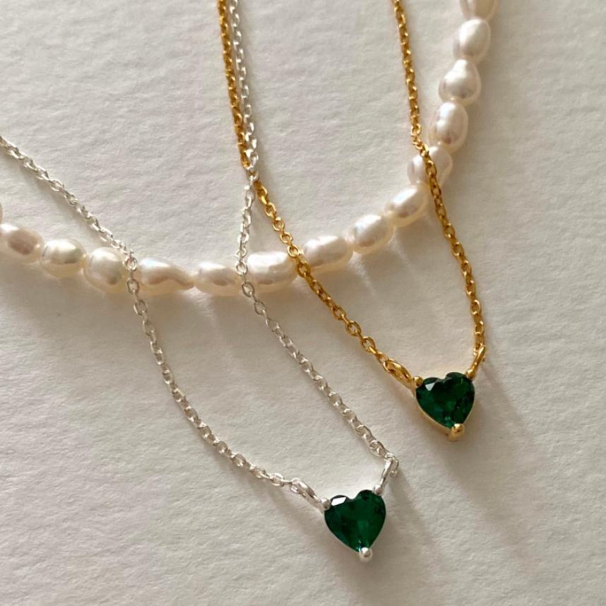 Korean Style 925 Sterling Silver Lvzuan Heart Necklace Silver Accessories