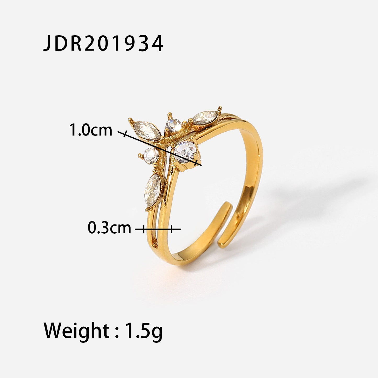 Titanium Steel Ring 18K Gold Stainless Steel Inlaid