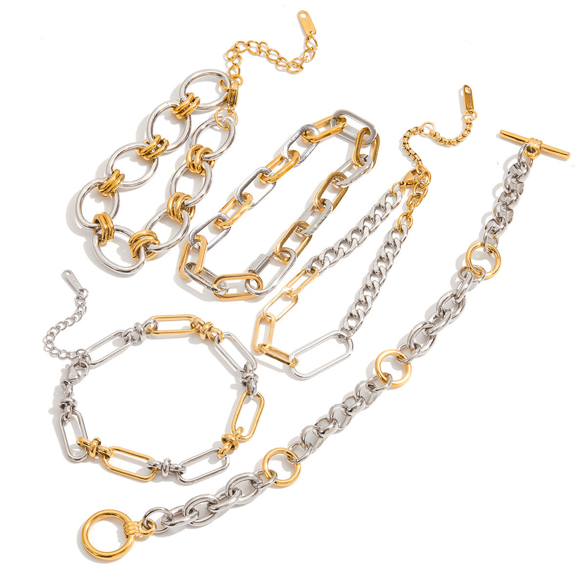 Stainless Steel Color Matching Cuban Bracelet Light Luxury High Sense