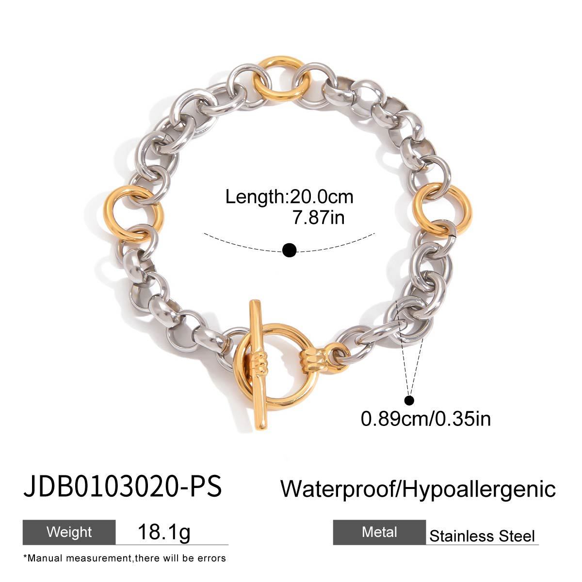 Stainless Steel Color Matching Cuban Bracelet Light Luxury High Sense