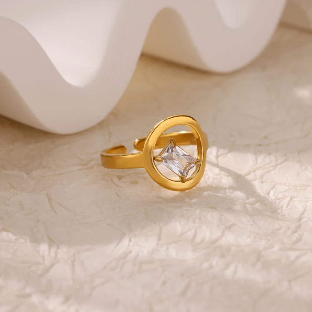 New 18K Gold Stainless Steel Open-end Zircon Ring