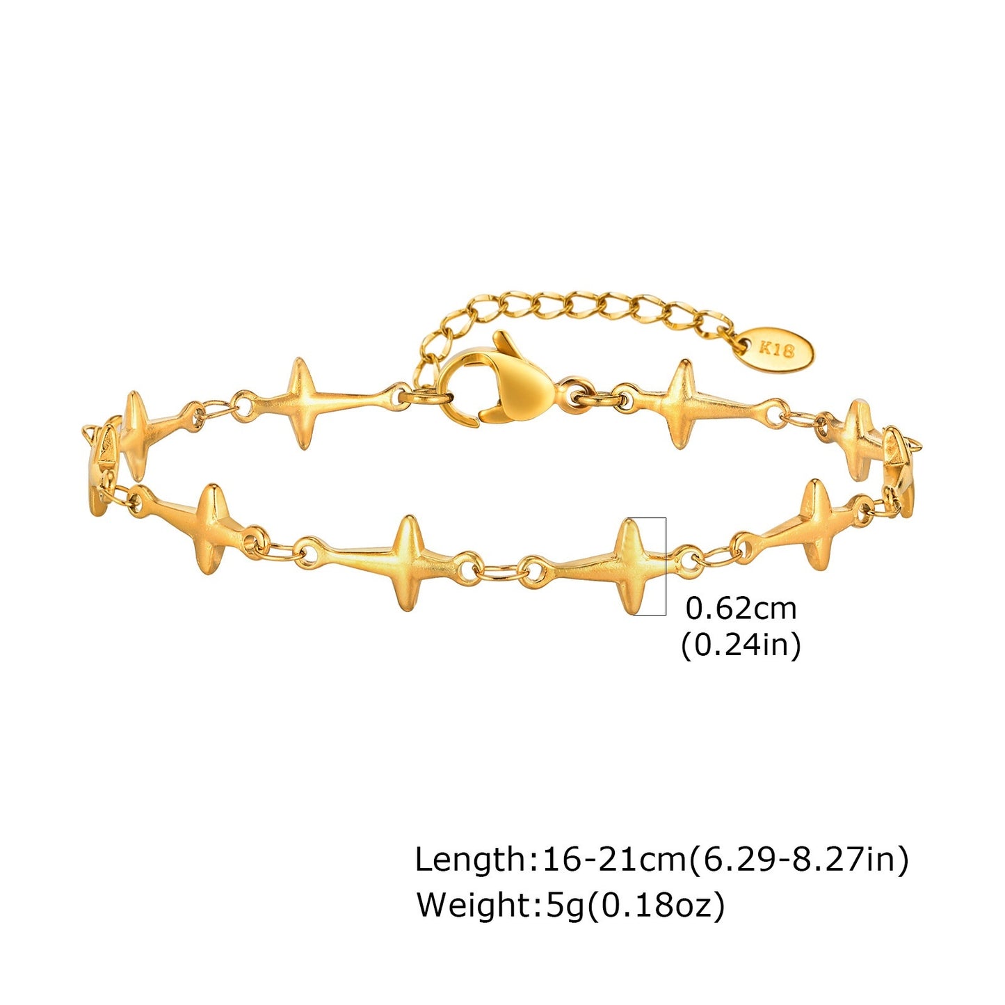 Stainless Steel Four Eight-pointed Stars Bracelet Personal Accessories