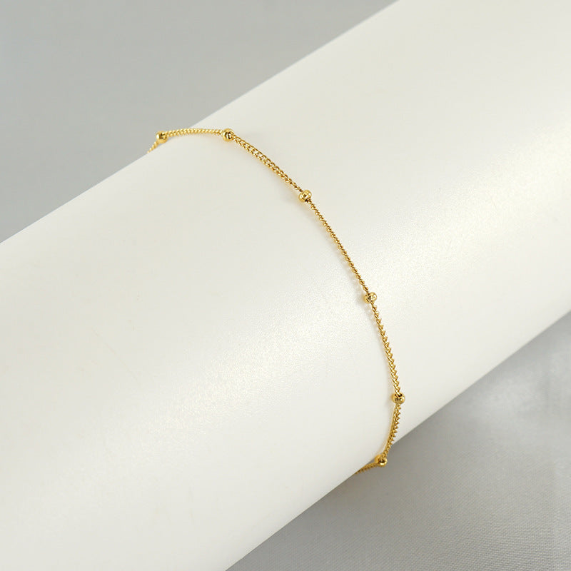 European, American And French Style Stainless Steel Fashion Side Clip Bead Necklace Anklet