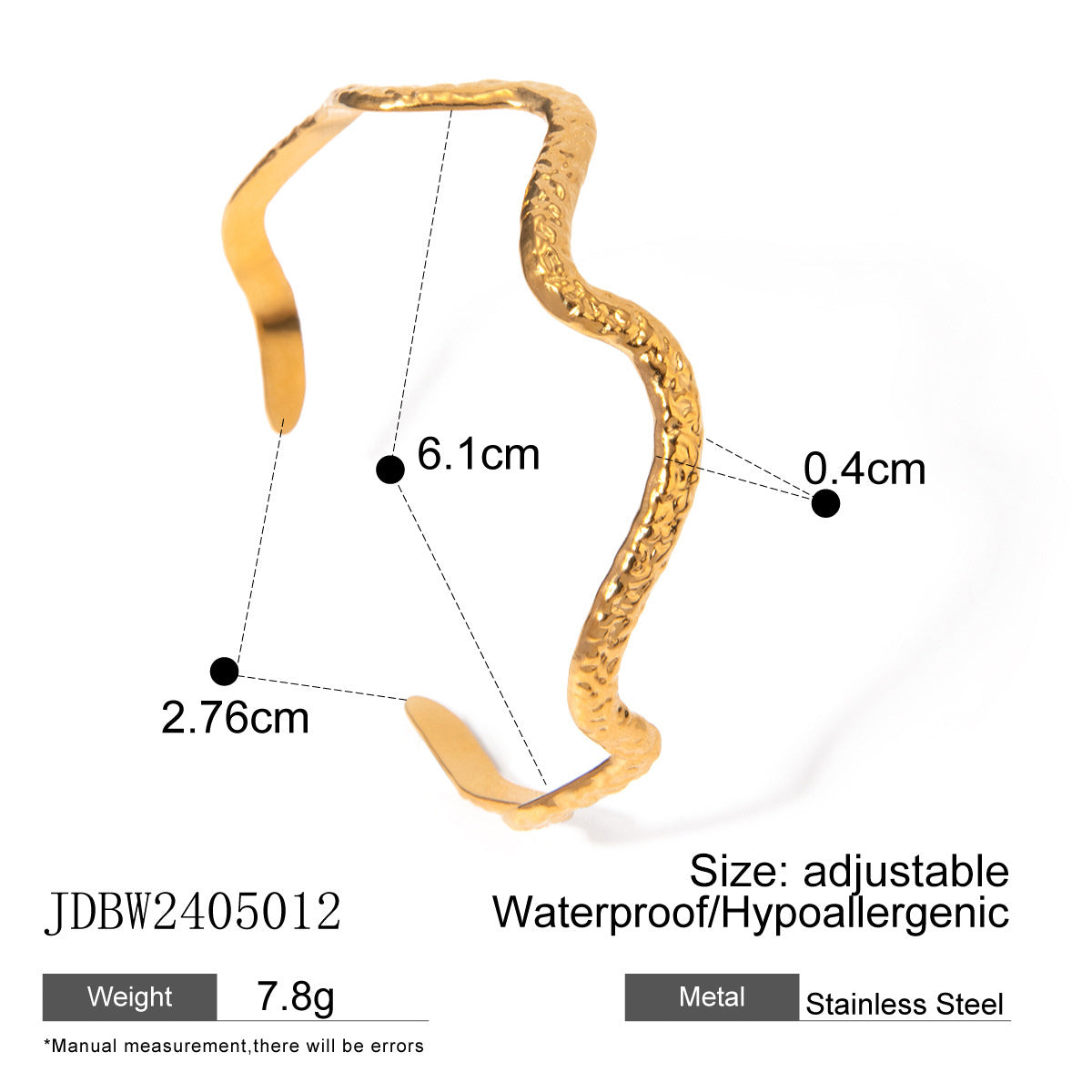 18K Gold Stainless Steel Wave Pull-out Necklace