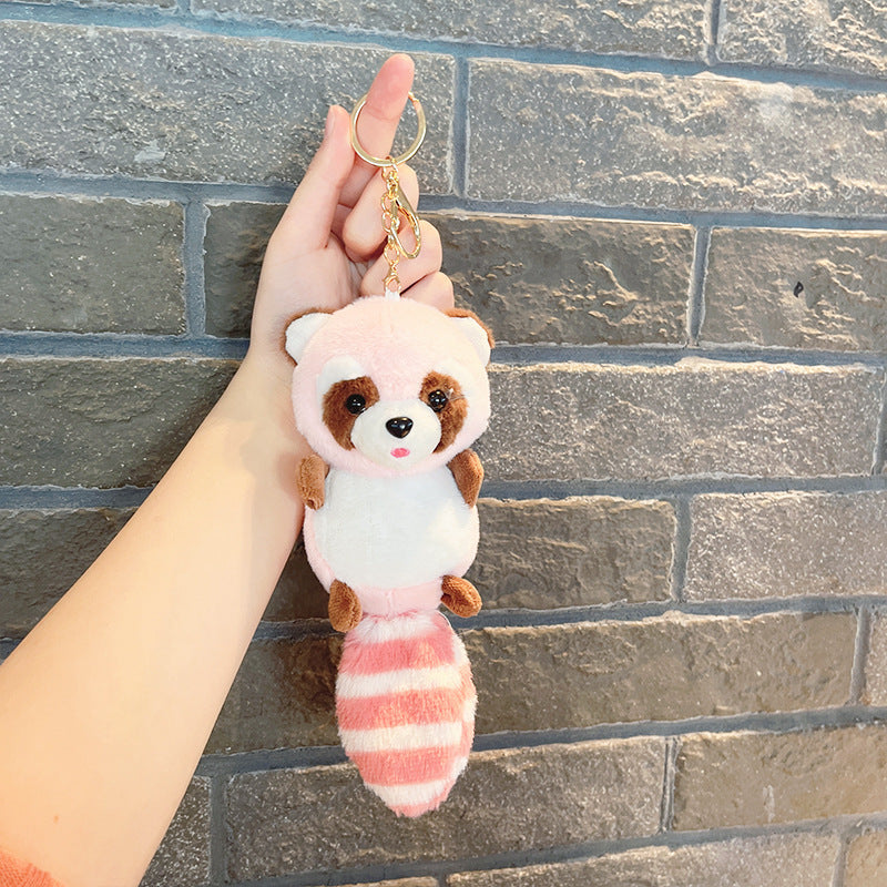 Plush Long Tail Raccoon Doll Small Pendant Keychain