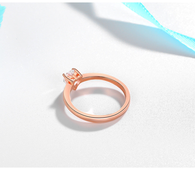 Sterling Silver Heart Clear White Gold Color Rings