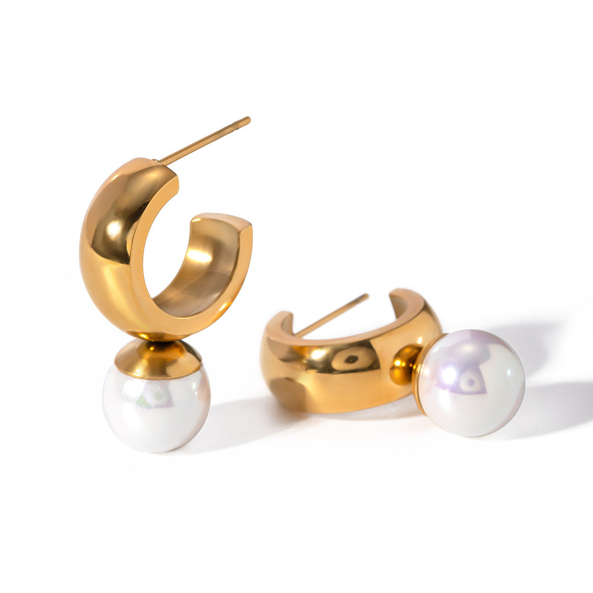18K Gold Stainless Steel Glossy C- Shaped
