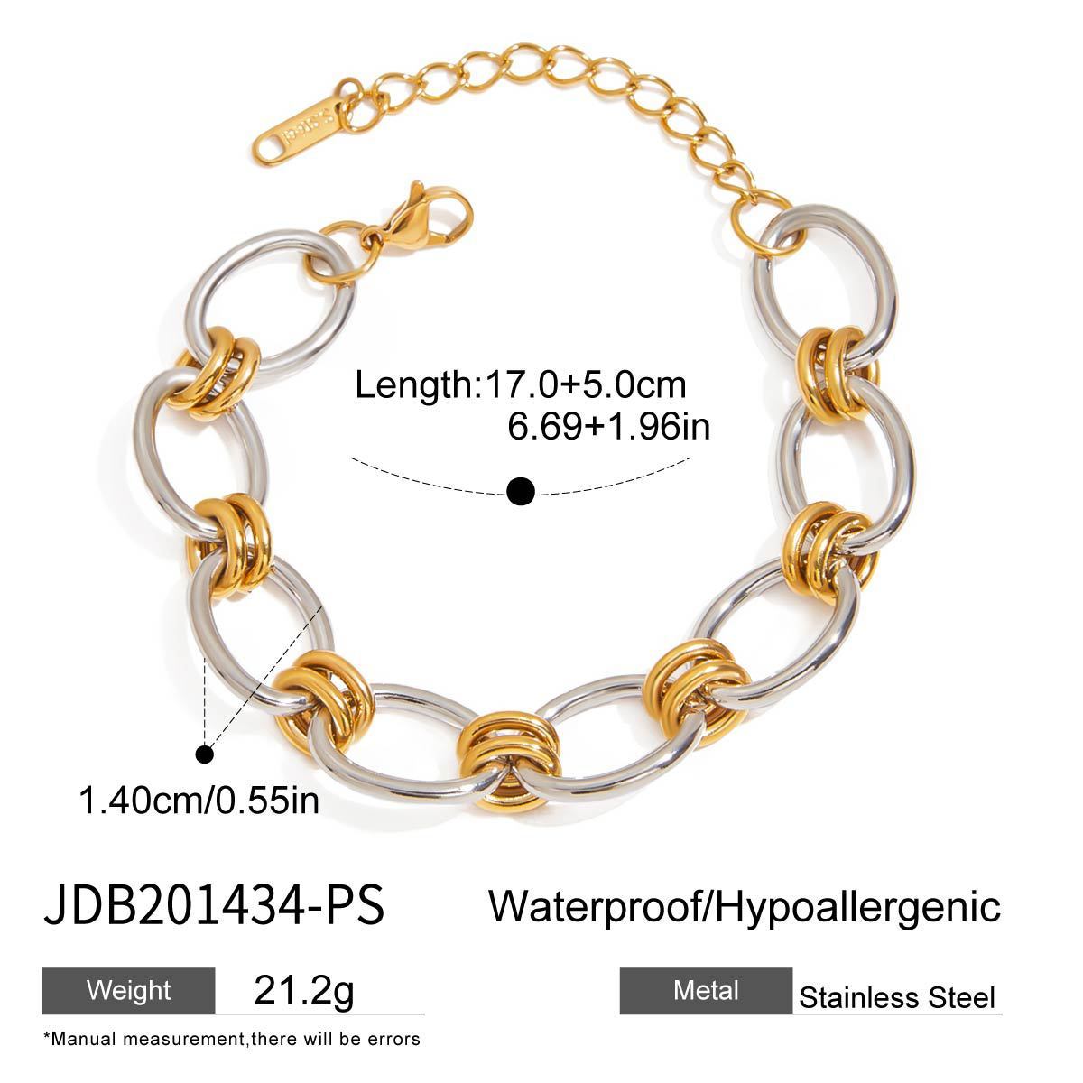 Stainless Steel Color Matching Cuban Bracelet Light Luxury High Sense