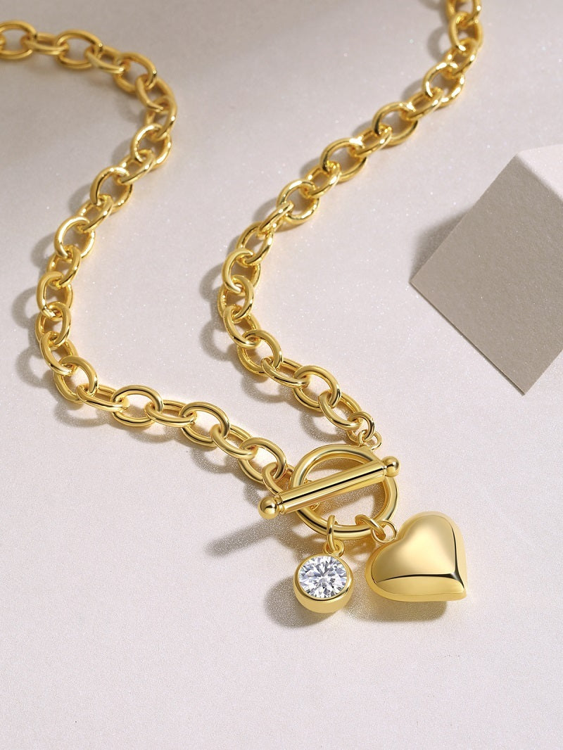 Meteor Wish - A Fashionable And Trendy Necklace Pendant Diamond Jewelry Necklace Set With 1-carat Moissanite S925 Sterling Silver And Gold Plating