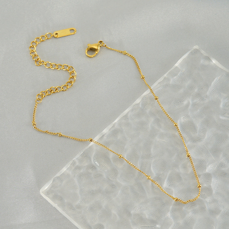European, American And French Style Stainless Steel Fashion Side Clip Bead Necklace Anklet