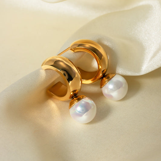 18K Gold Stainless Steel Glossy C- Shaped