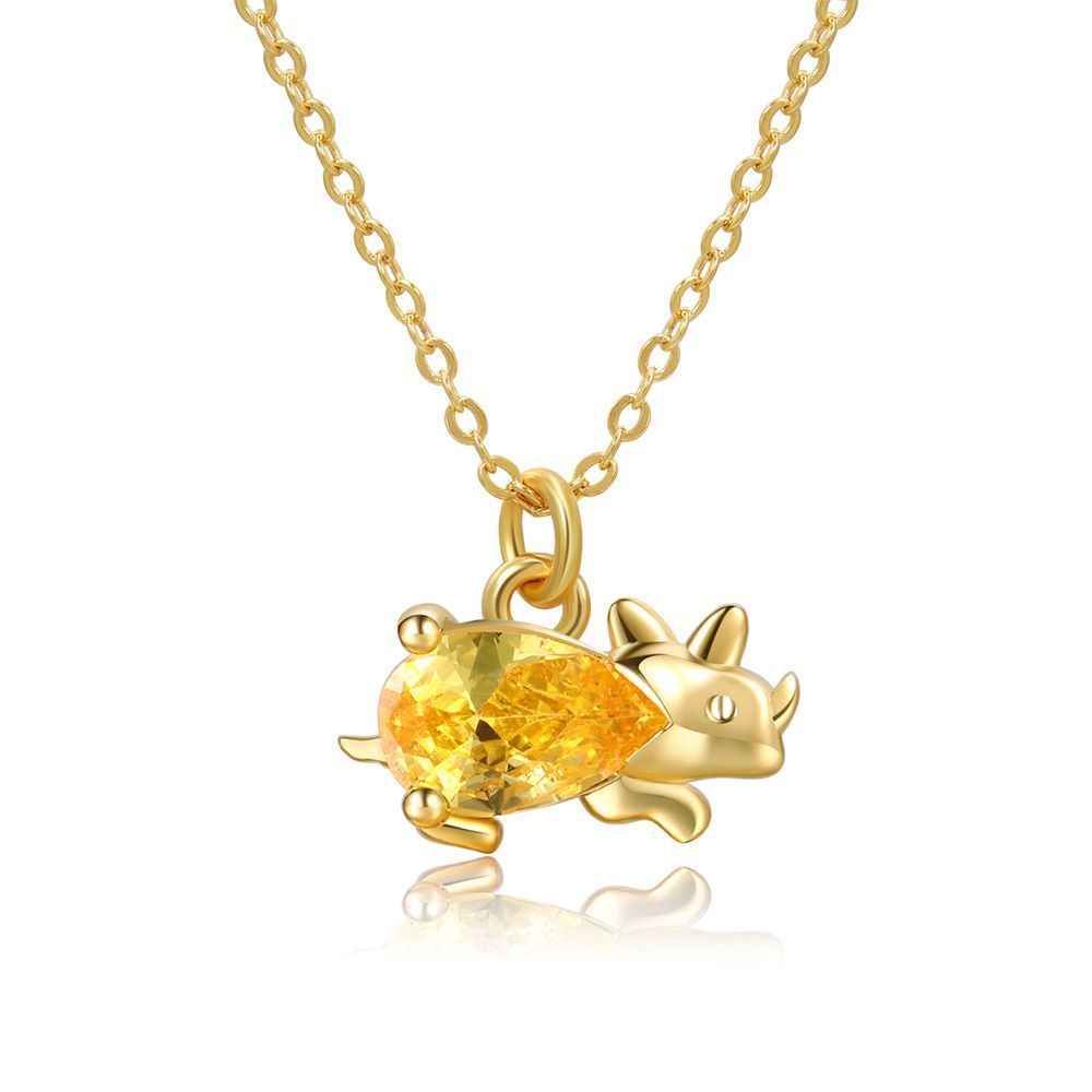 18 Karat Gold Jewelry Forest Baby Dinosaur Necklace