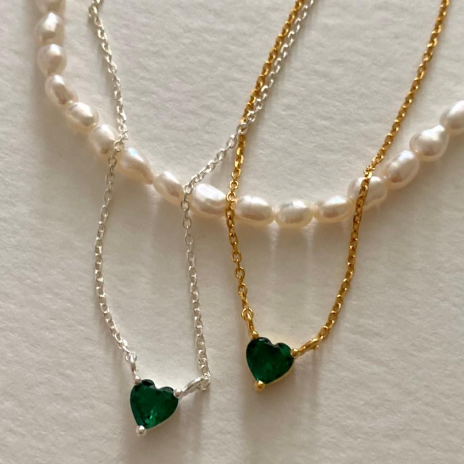 Korean Style 925 Sterling Silver Lvzuan Heart Necklace Silver Accessories
