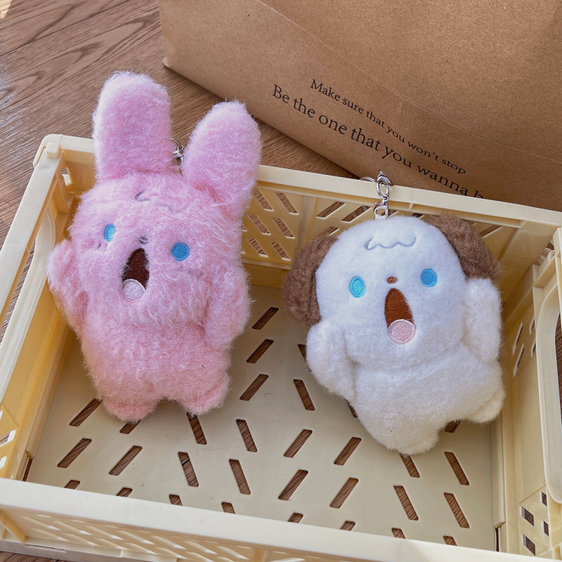 Screaming Puppy Doll Schoolbag Charm Keychain Female