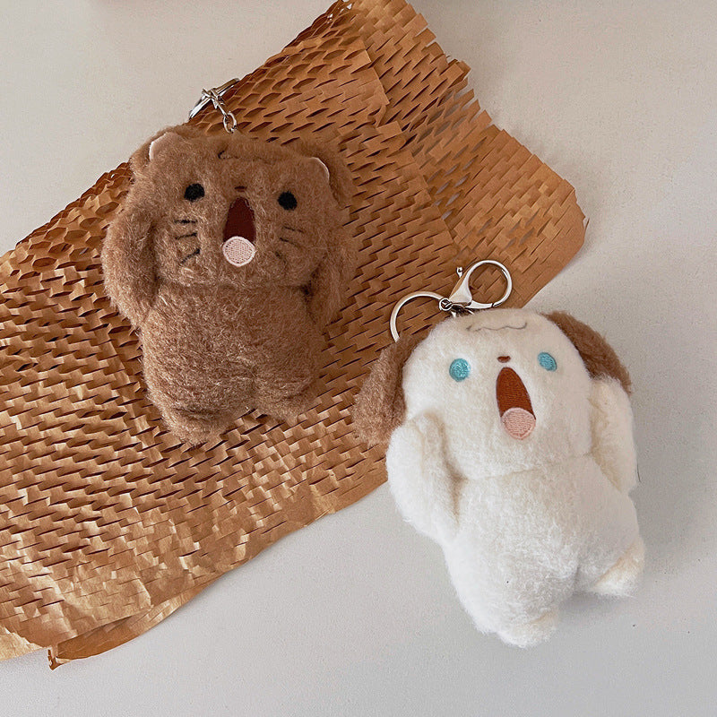 Screaming Puppy Doll Schoolbag Charm Keychain Female