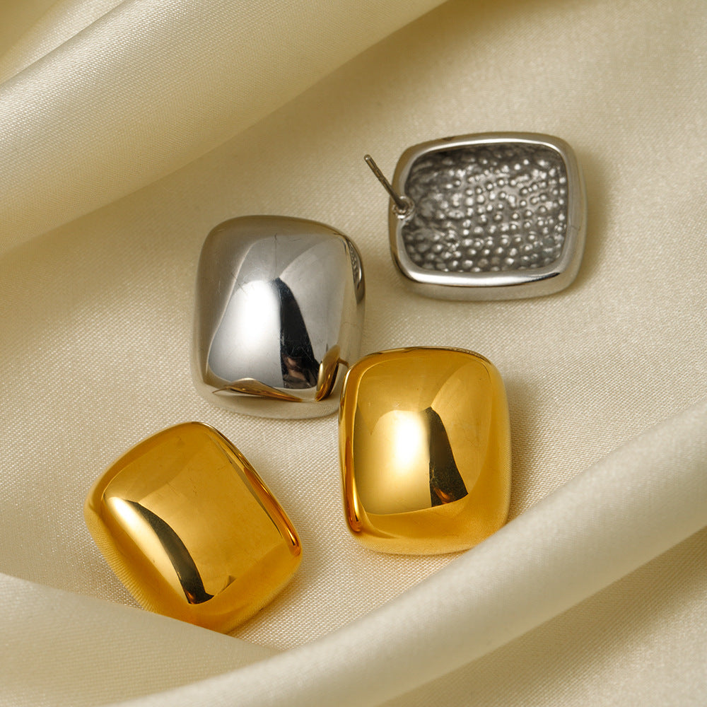 Fashion 18K Gold Stainless Steel Square Earrings