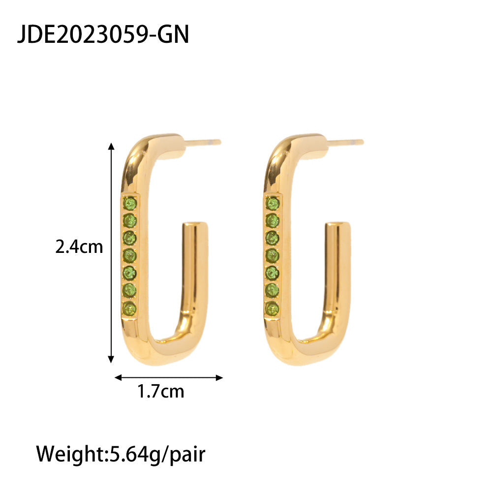 INS Style 18K Gold Plated Stainless Steel Ring-shaped Earrings