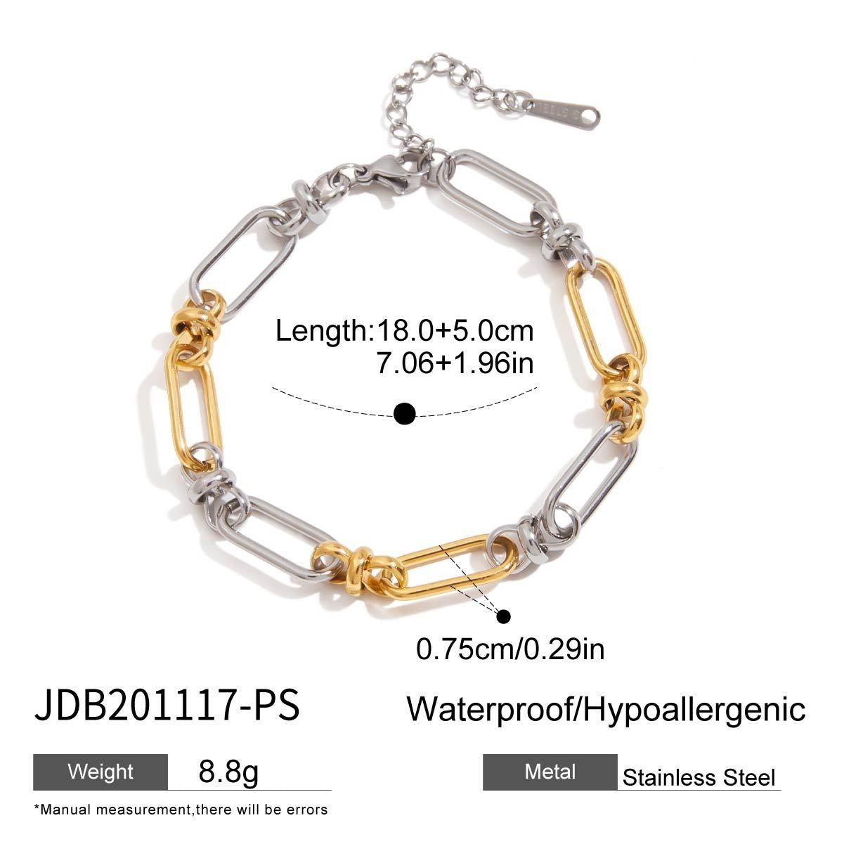 Stainless Steel Color Matching Cuban Bracelet Light Luxury High Sense