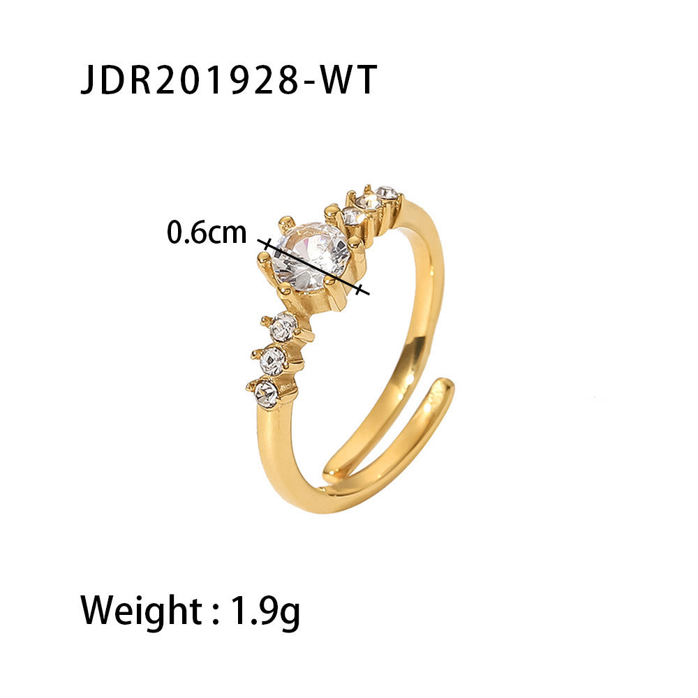 Titanium Steel Ring 18K Gold Stainless Steel Inlaid
