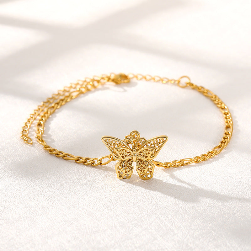 Stainless Steel Butterfly Bracelet 18K Gold Bohemia