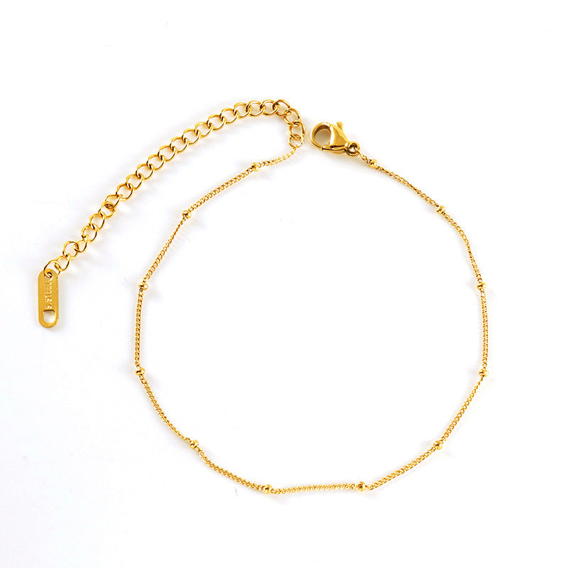 European, American And French Style Stainless Steel Fashion Side Clip Bead Necklace Anklet