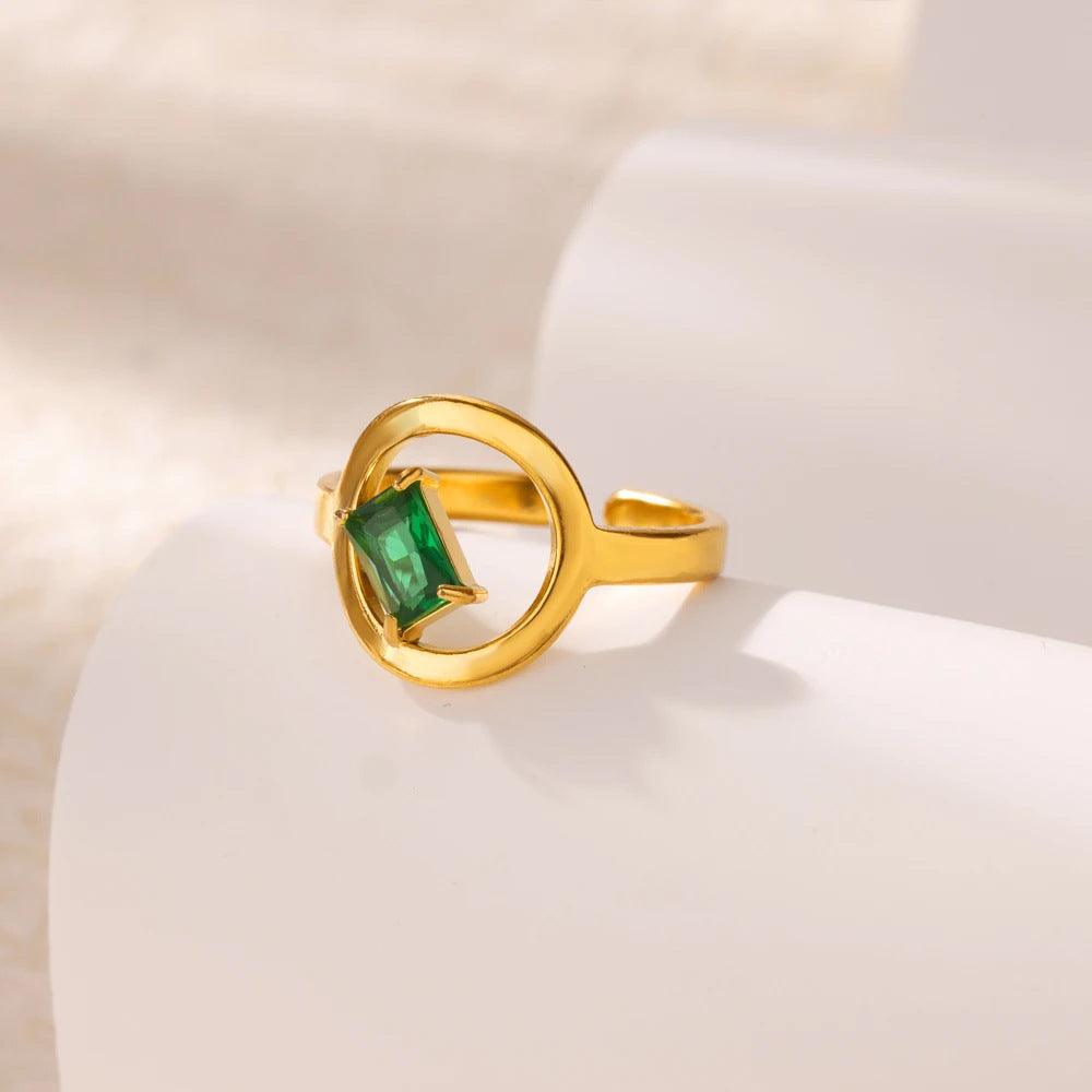 New 18K Gold Stainless Steel Open-end Zircon Ring