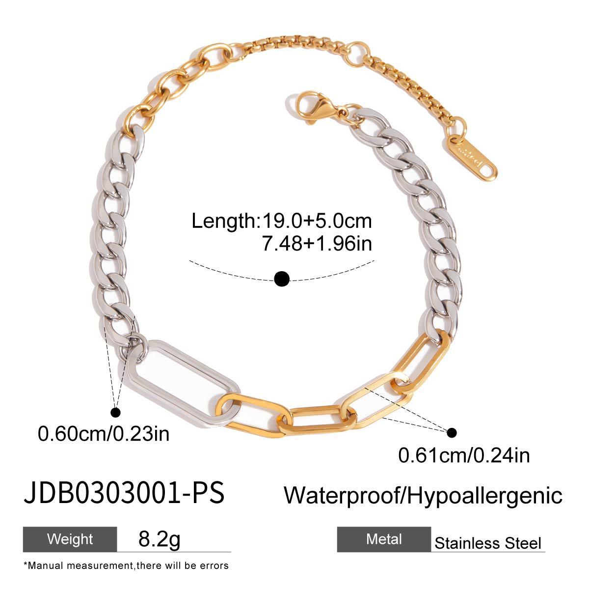 Stainless Steel Color Matching Cuban Bracelet Light Luxury High Sense
