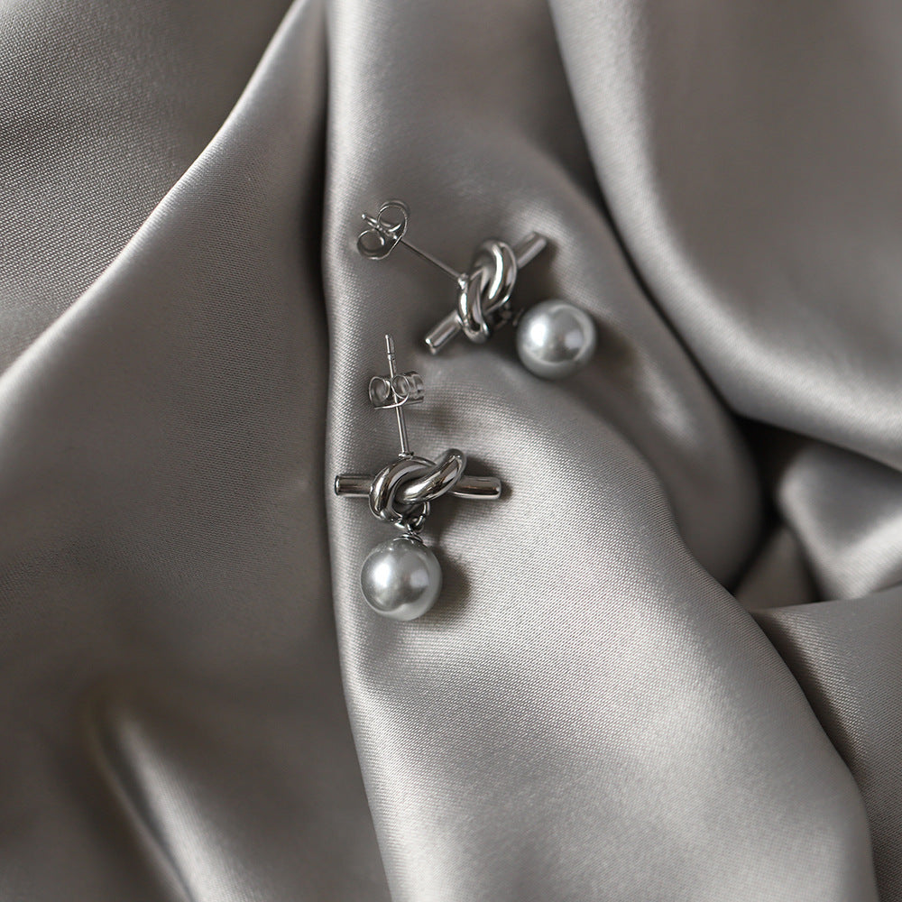 Knotted Bends And Hitches Pearl Simulated Stud Earrings