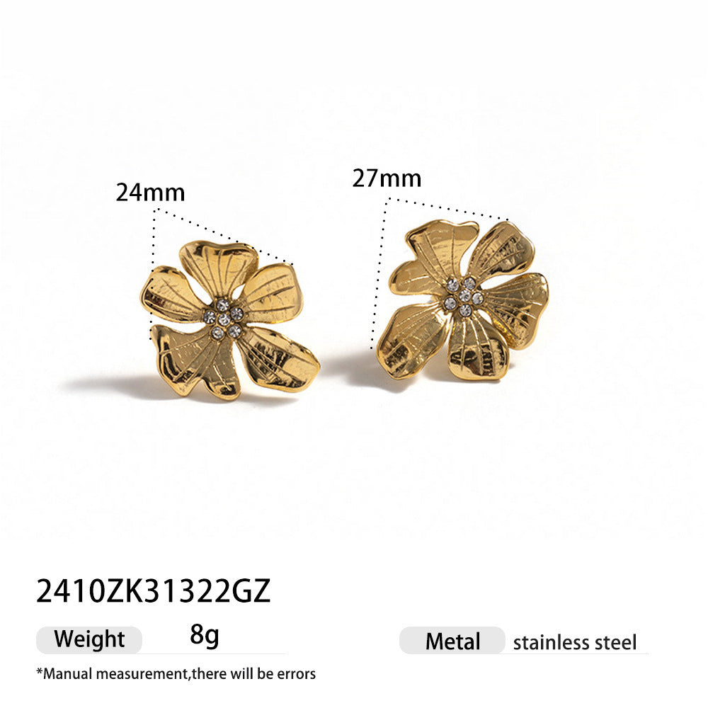 Retro Easy Matching Stainless Steel 18K Gold Plating Earrings