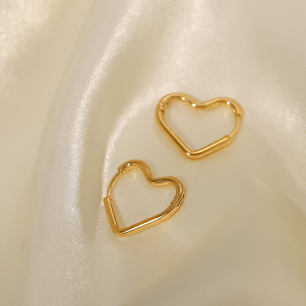 Stainless Steel Plated 18K Gold Heart Earrings