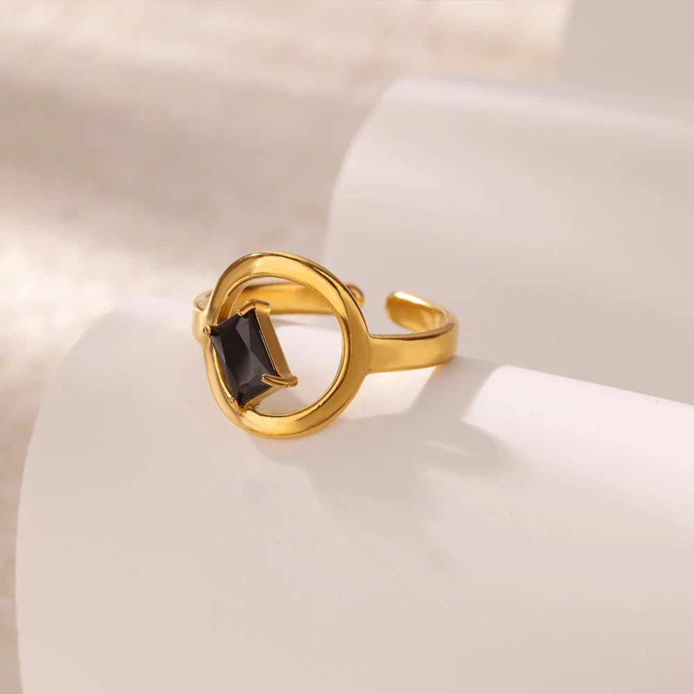 New 18K Gold Stainless Steel Open-end Zircon Ring