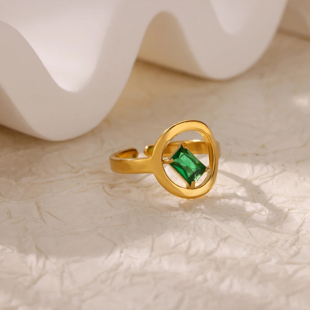 New 18K Gold Stainless Steel Open-end Zircon Ring