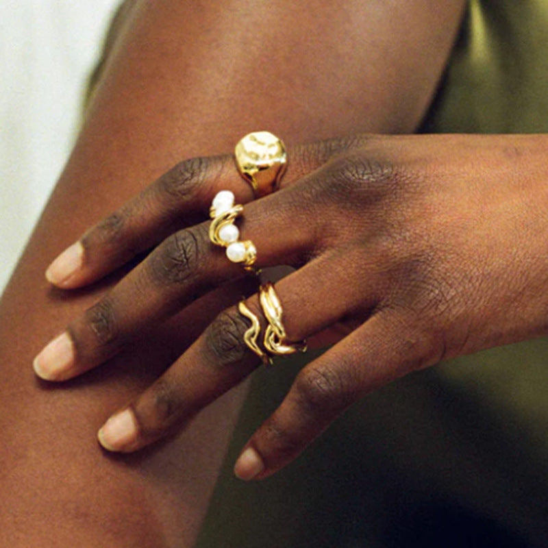 Titanium Steel Electroplated 18-karat Gold Ring