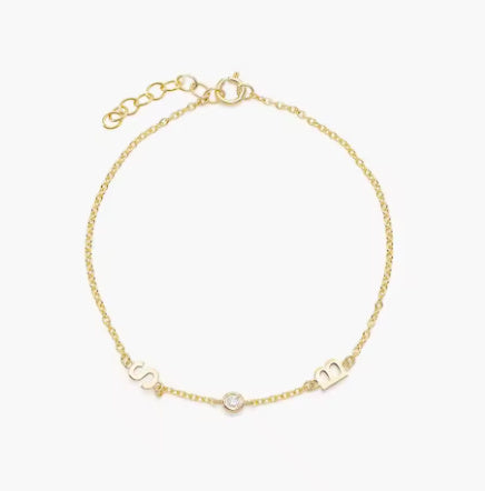 Stainless Steel 18K Gold Plated Bracelet Welded Initials Bracelet Gift For Mom Jewelry