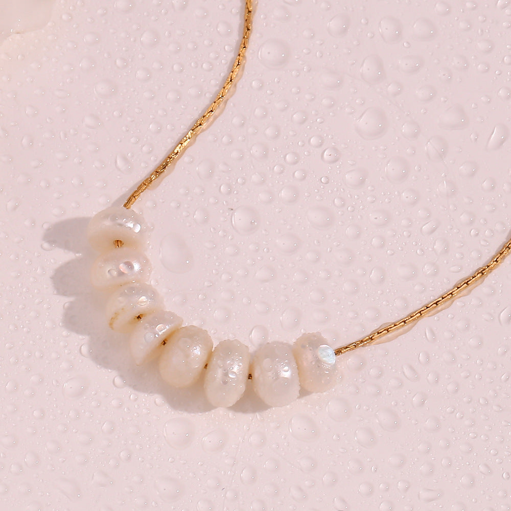 Stainless Steel Plated 18K Gold Freshwater String Of Pearls Pendant Necklace For Women