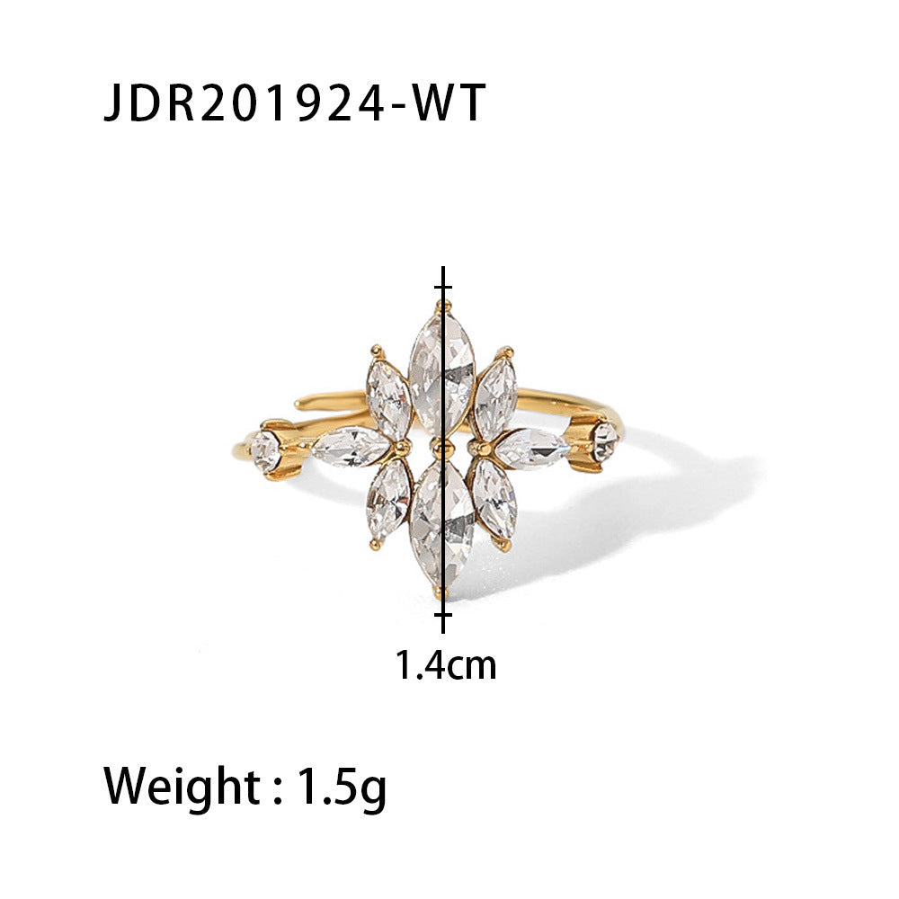 Titanium Steel Ring 18K Gold Stainless Steel Inlaid