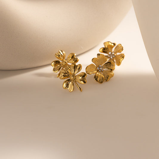 Retro Easy Matching Stainless Steel 18K Gold Plating Earrings