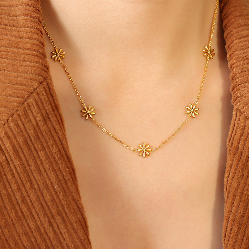 Titanium Steel Gold Plated Necklace Colorless Jewelry