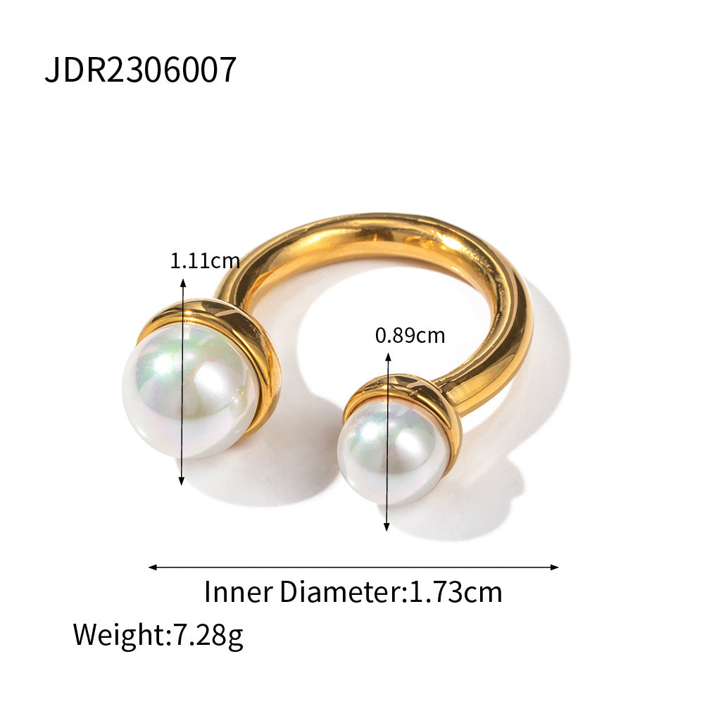 18K Gold Stainless Steel Pearl Size Open Ring Does Not Fade