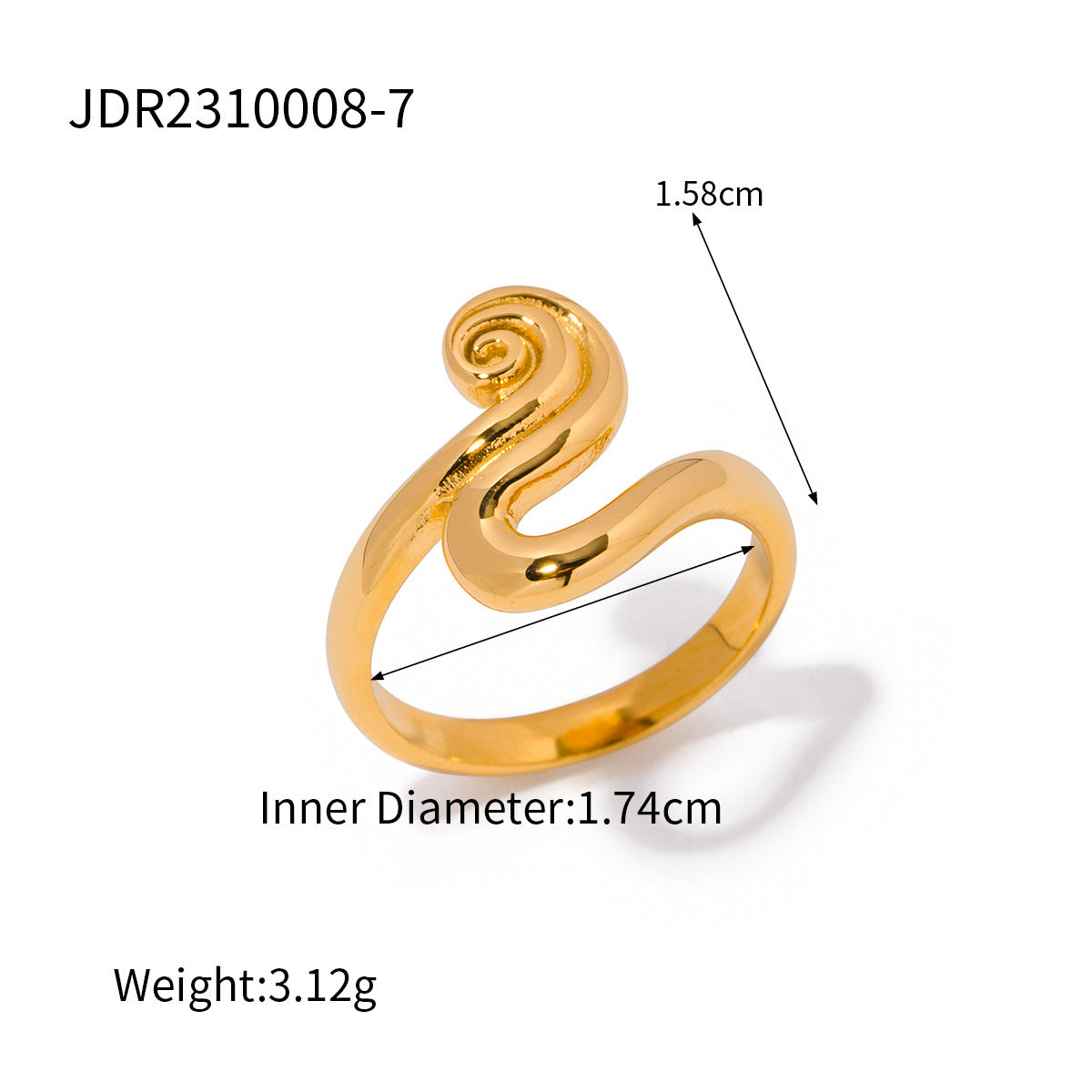 18K Gold Stainless Steel Inlaid Colorful Diamond Shaped Ring