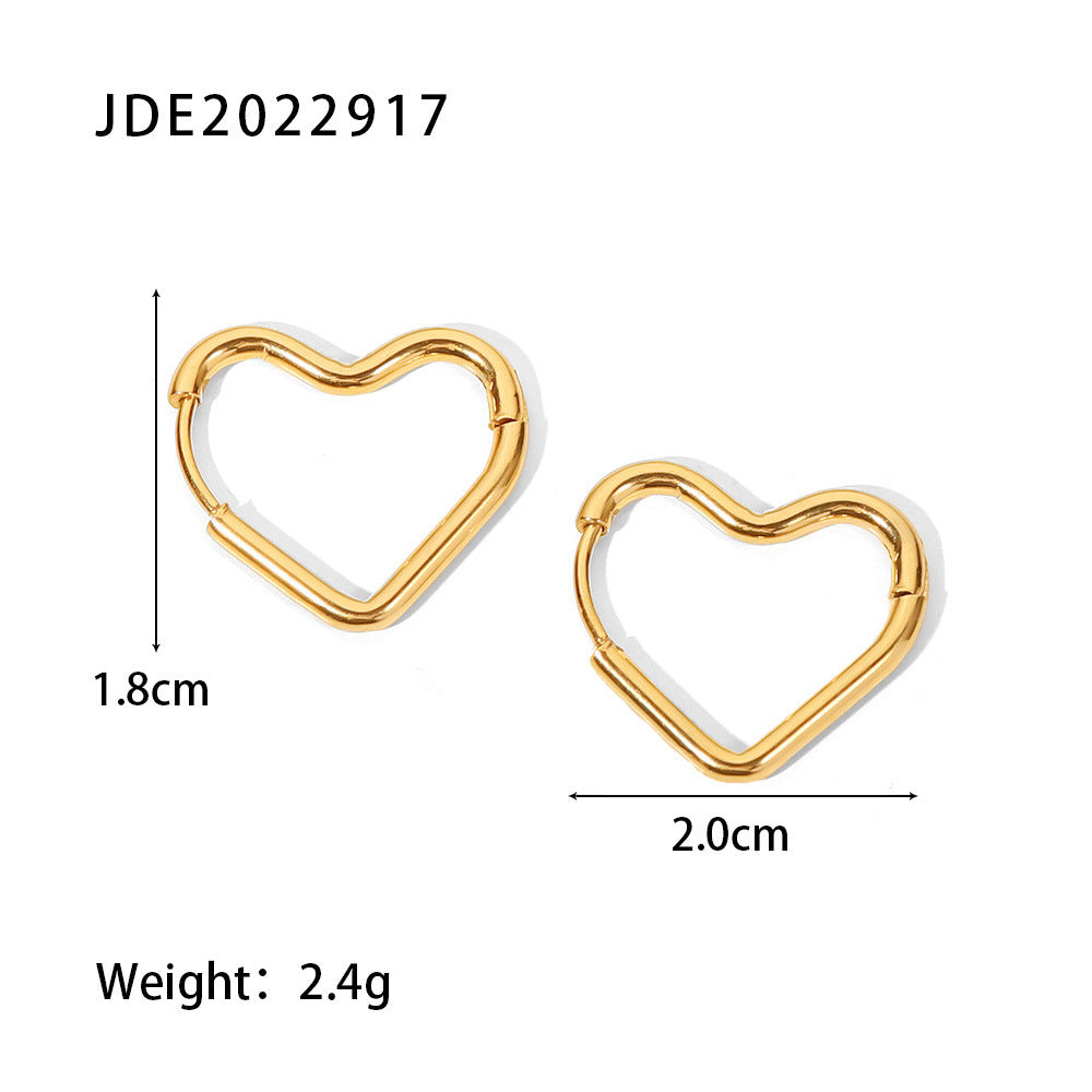 Stainless Steel Plated 18K Gold Heart Earrings